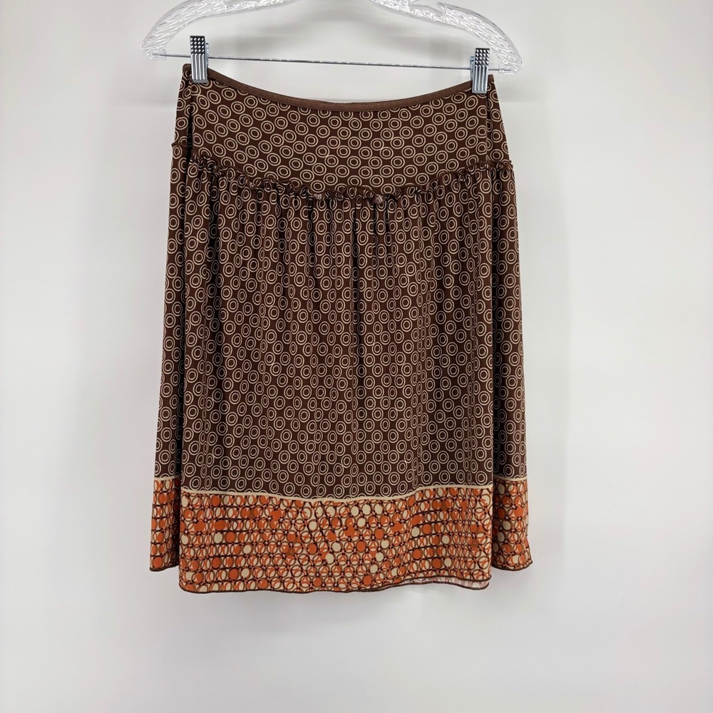 Paper Doll Brown Circle Pattern Ruffle Waist Midi Skirt Women's‎ Large Y2K Retro - Picture 2 of 6